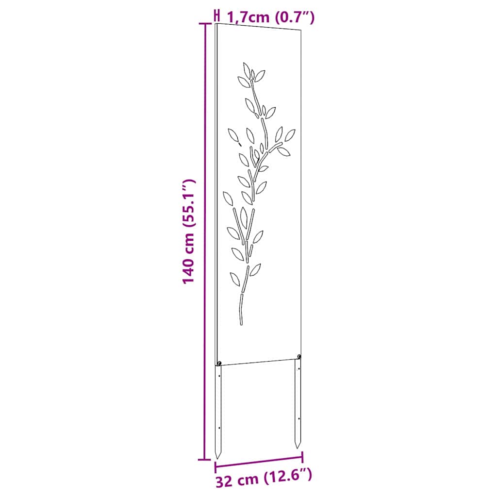 Garden Privacy Screen Floral Silver 32 x 140 cm Stainless steel