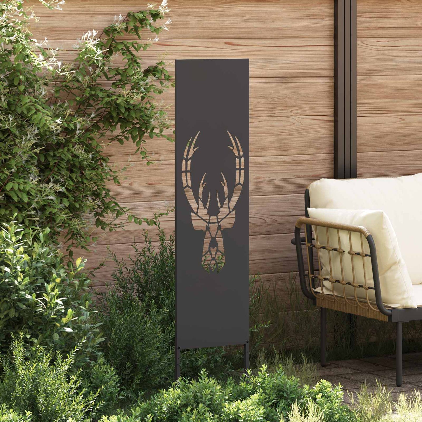 Garden Privacy Screen Black 32 x 140 cm Cold-rolled steel