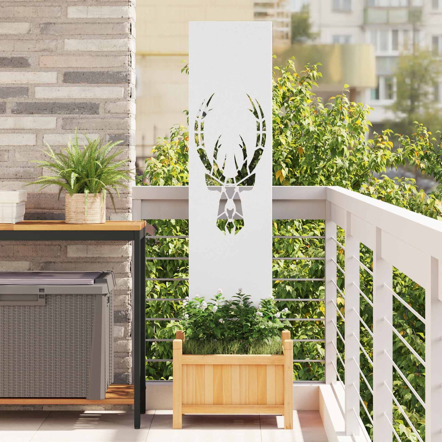 Garden Privacy Screen White 32 x 140 cm Cold-rolled steel