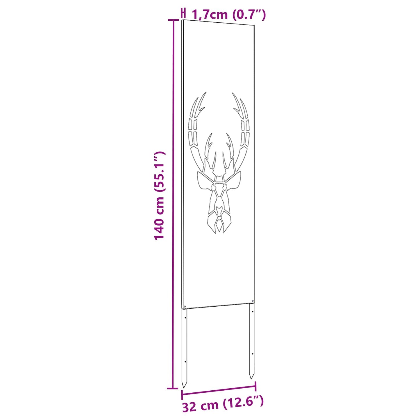 Garden Privacy Screen White 32 x 140 cm Cold-rolled steel