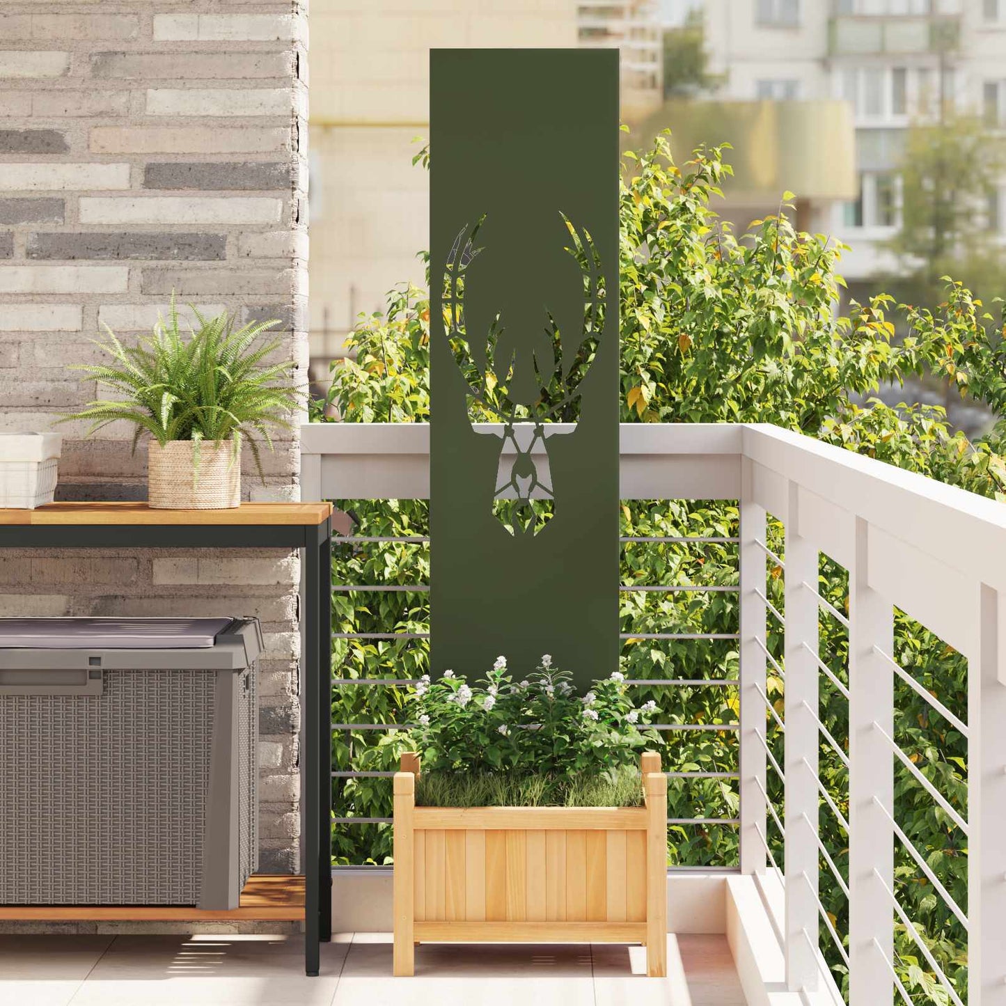 Garden Privacy Screen Olive green 32 x 140 cm Cold-rolled steel