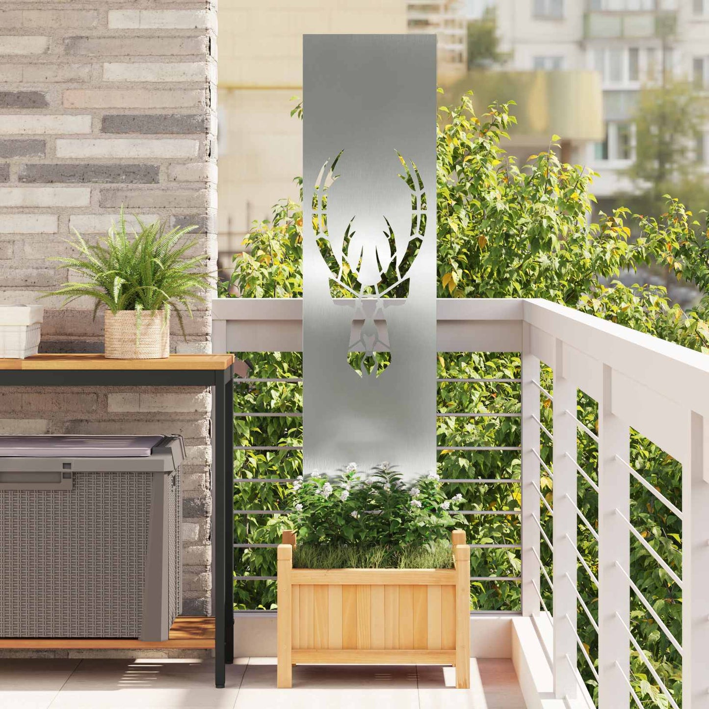Garden Privacy Screen Silver 32 x 140 cm Galvanised steel