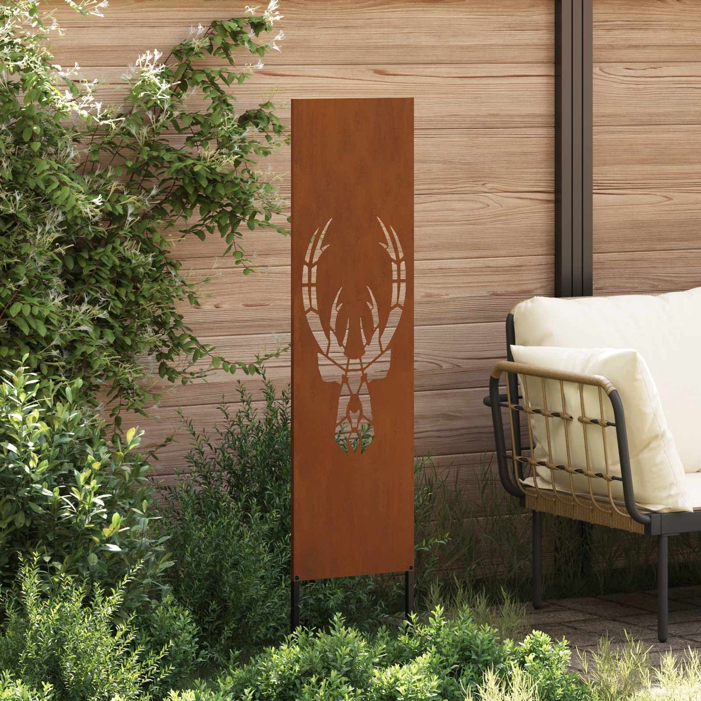 Garden Privacy Screen Rusty 32 x 140 cm Weathering steel