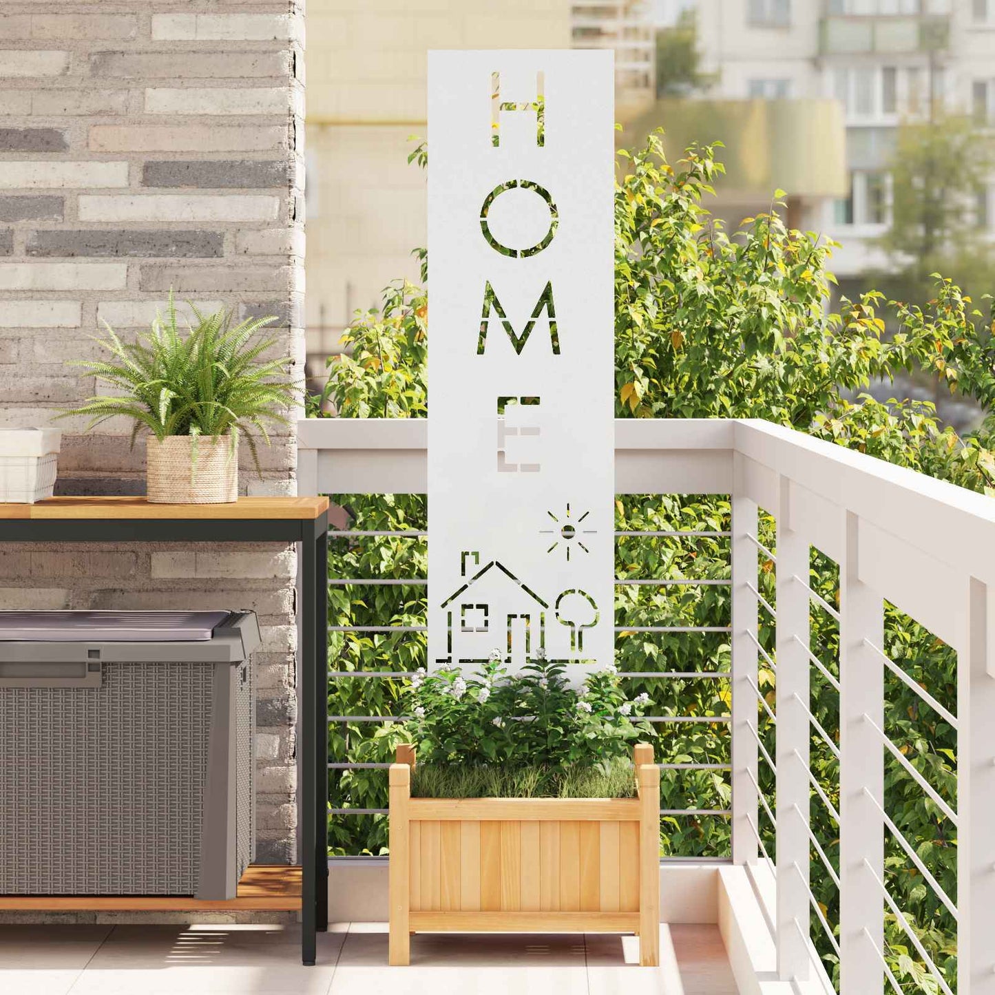 Garden Privacy Screen White 32 x 140 cm Cold-rolled steel