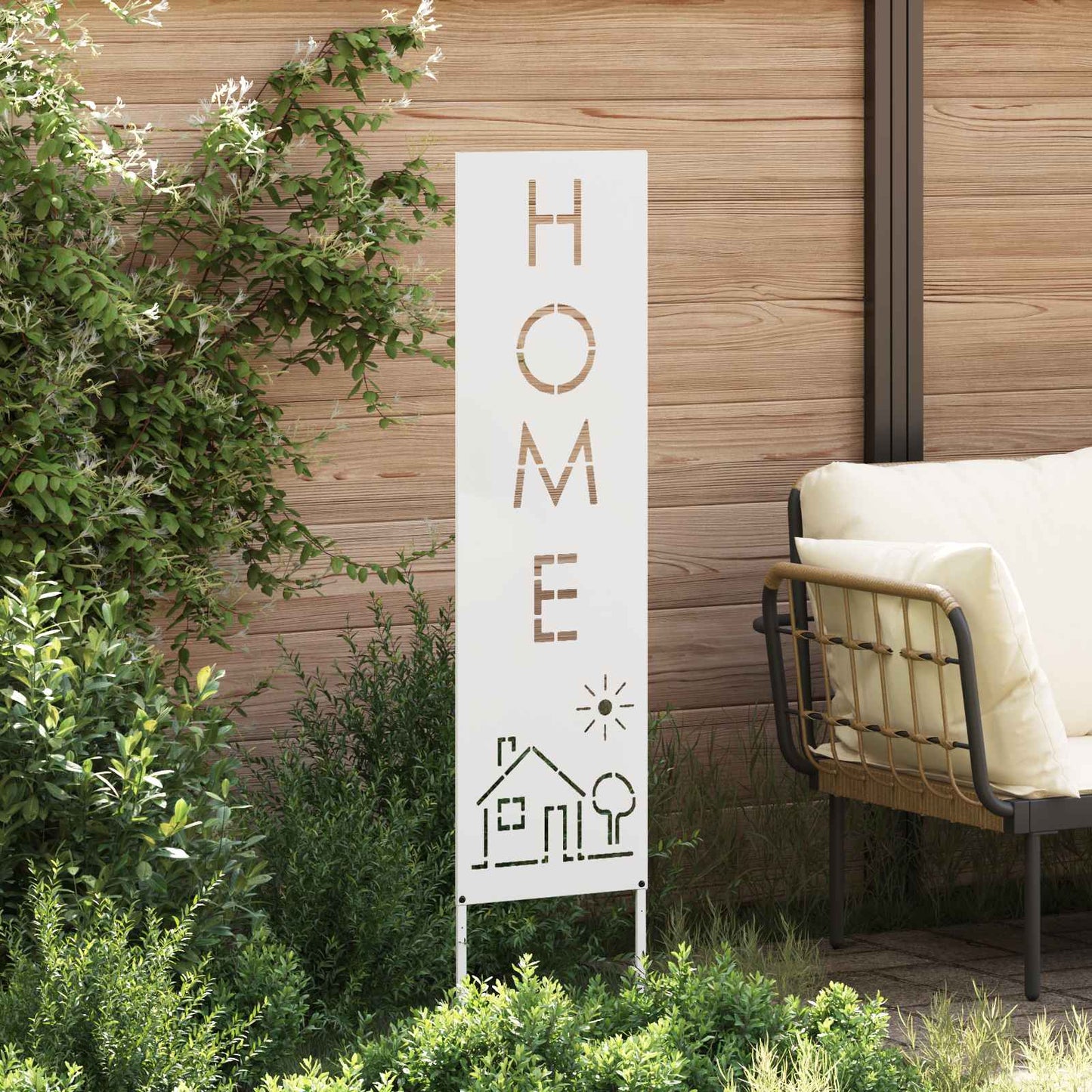 Garden Privacy Screen White 32 x 140 cm Cold-rolled steel