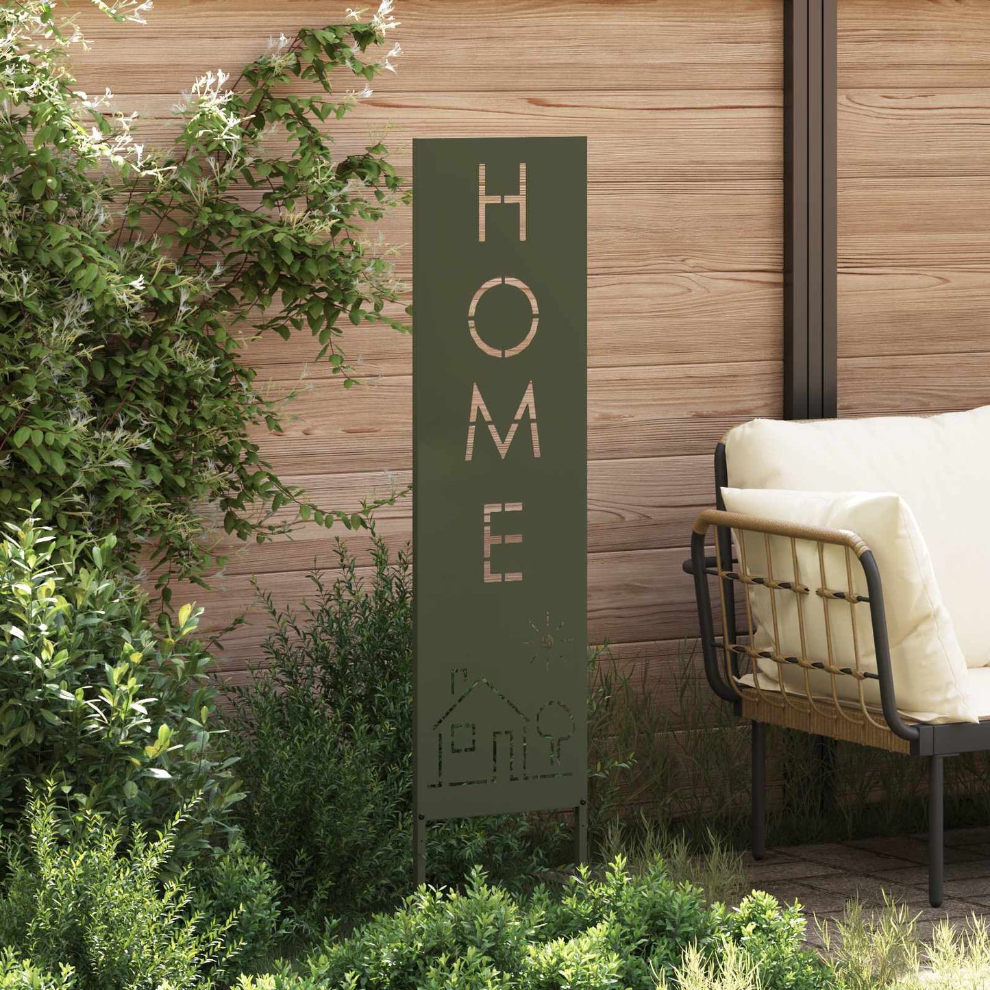 Garden Privacy Screen Olive green 32 x 140 cm Cold-rolled steel