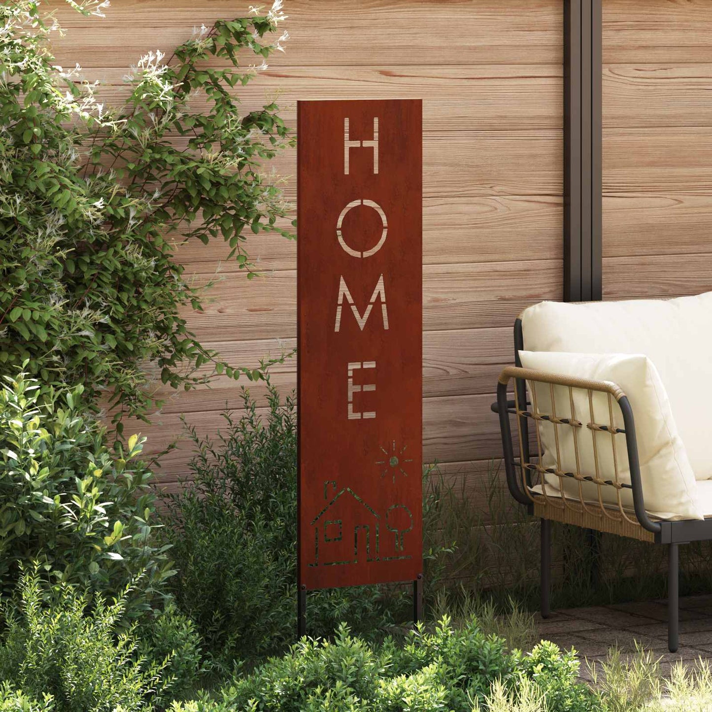 Garden Privacy Screen Rusty 32 x 140 cm Weathering steel