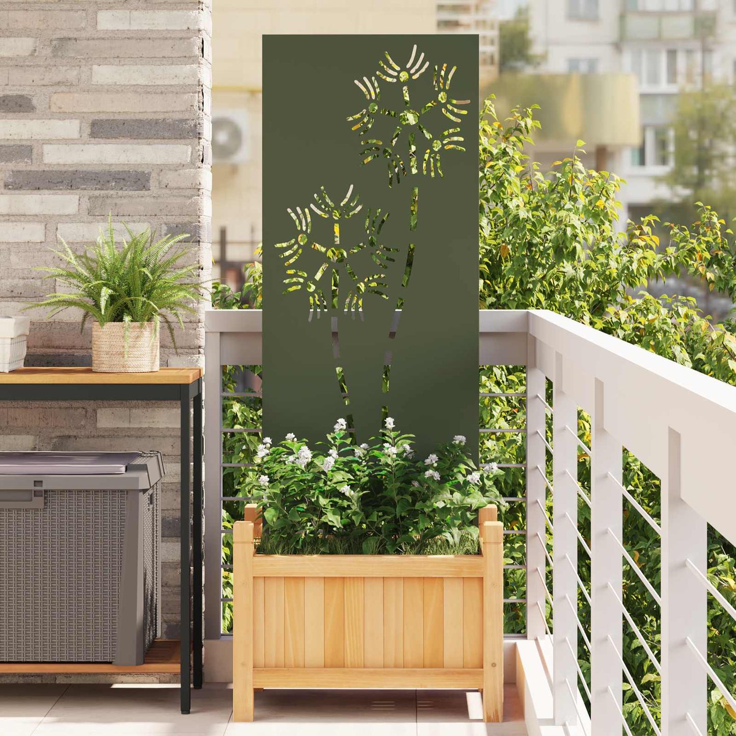 Garden Privacy Screen Olive green 50 x 140 cm Cold-rolled steel