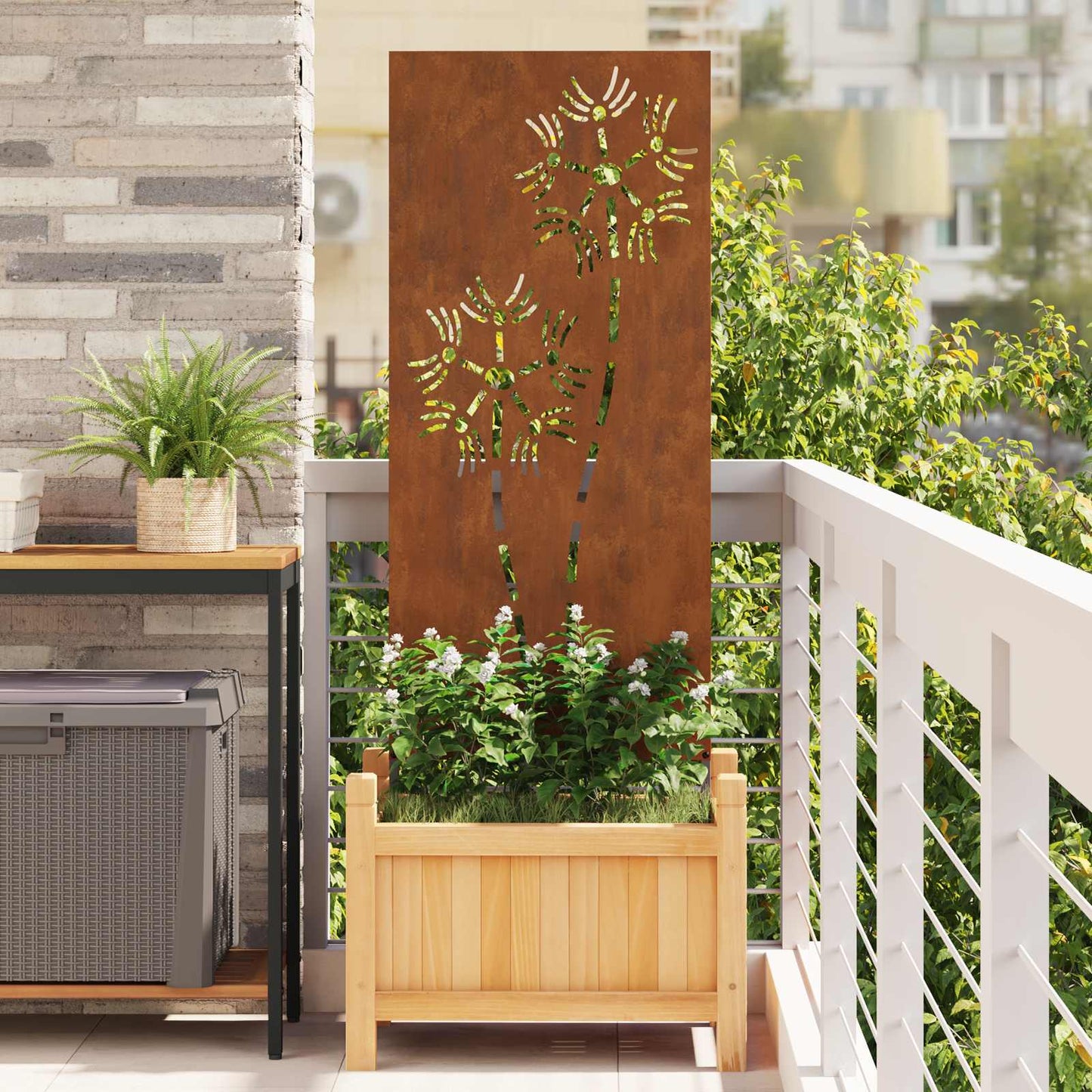Garden Privacy Screen Rusty 50 x 140 cm Weathering Steel