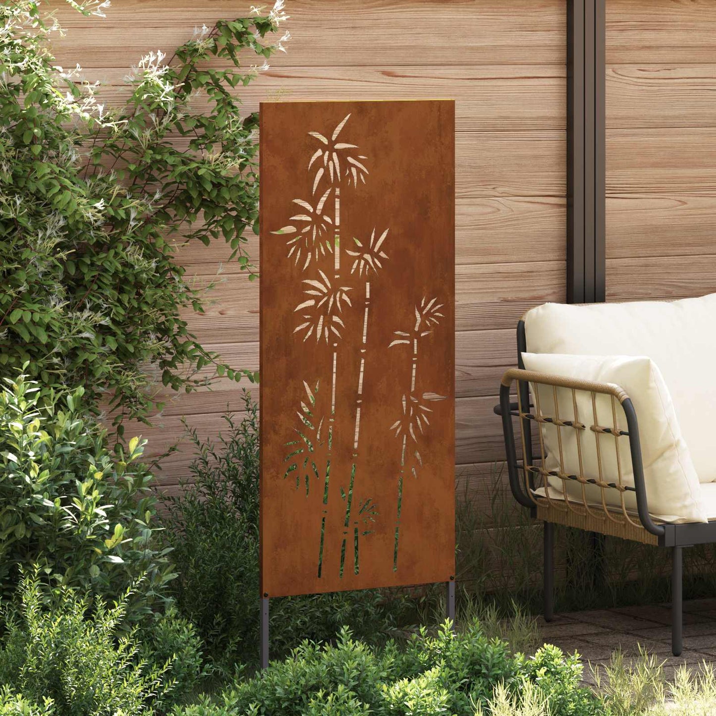 Garden Privacy Screen Floral Rusty 50 x 140 cm Weathering Steel