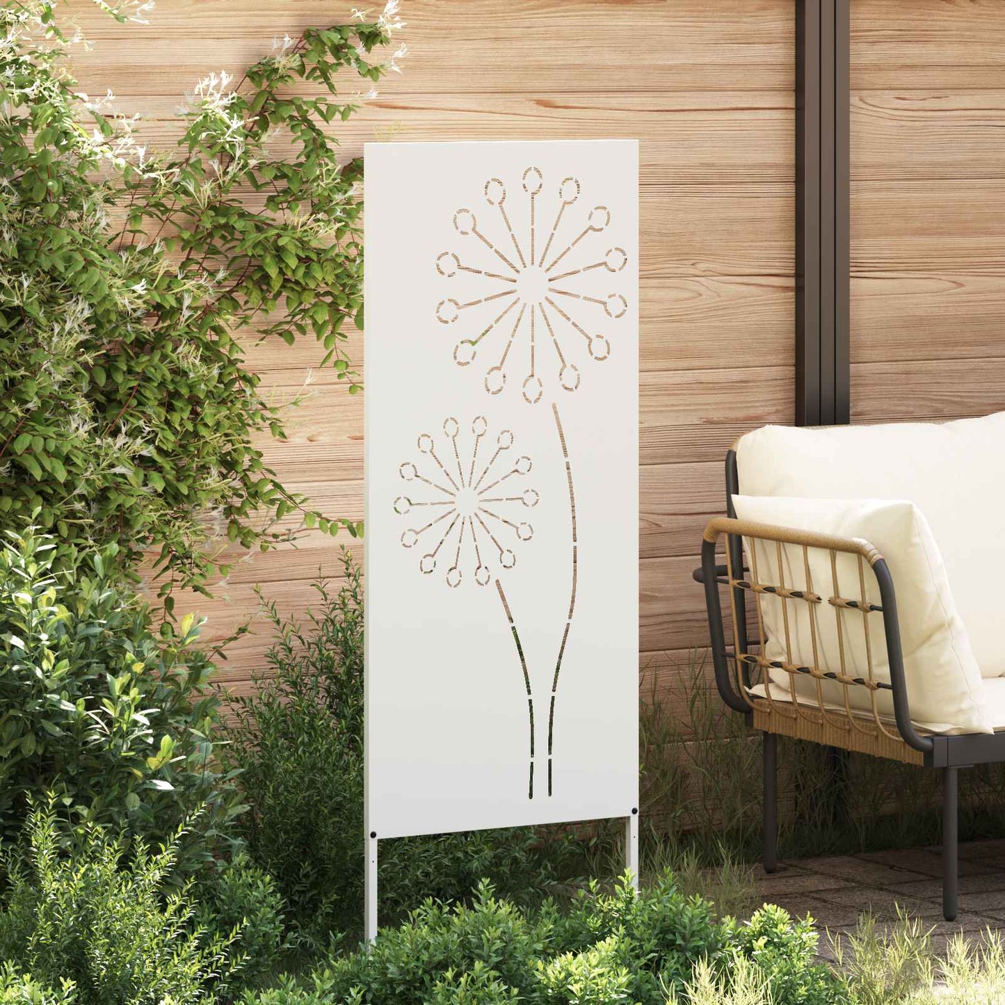 Garden Privacy Screen White 50 x 140 cm Cold-rolled steel