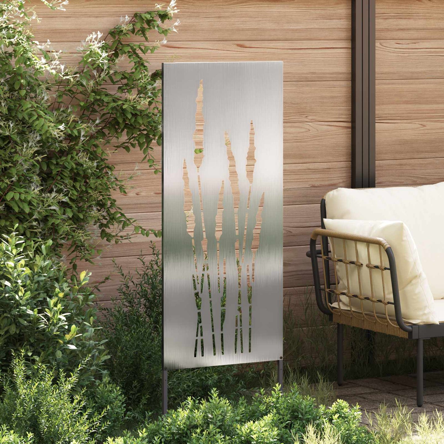 Garden Privacy Screen Floral Silver 50 x 140 cm Stainless steel