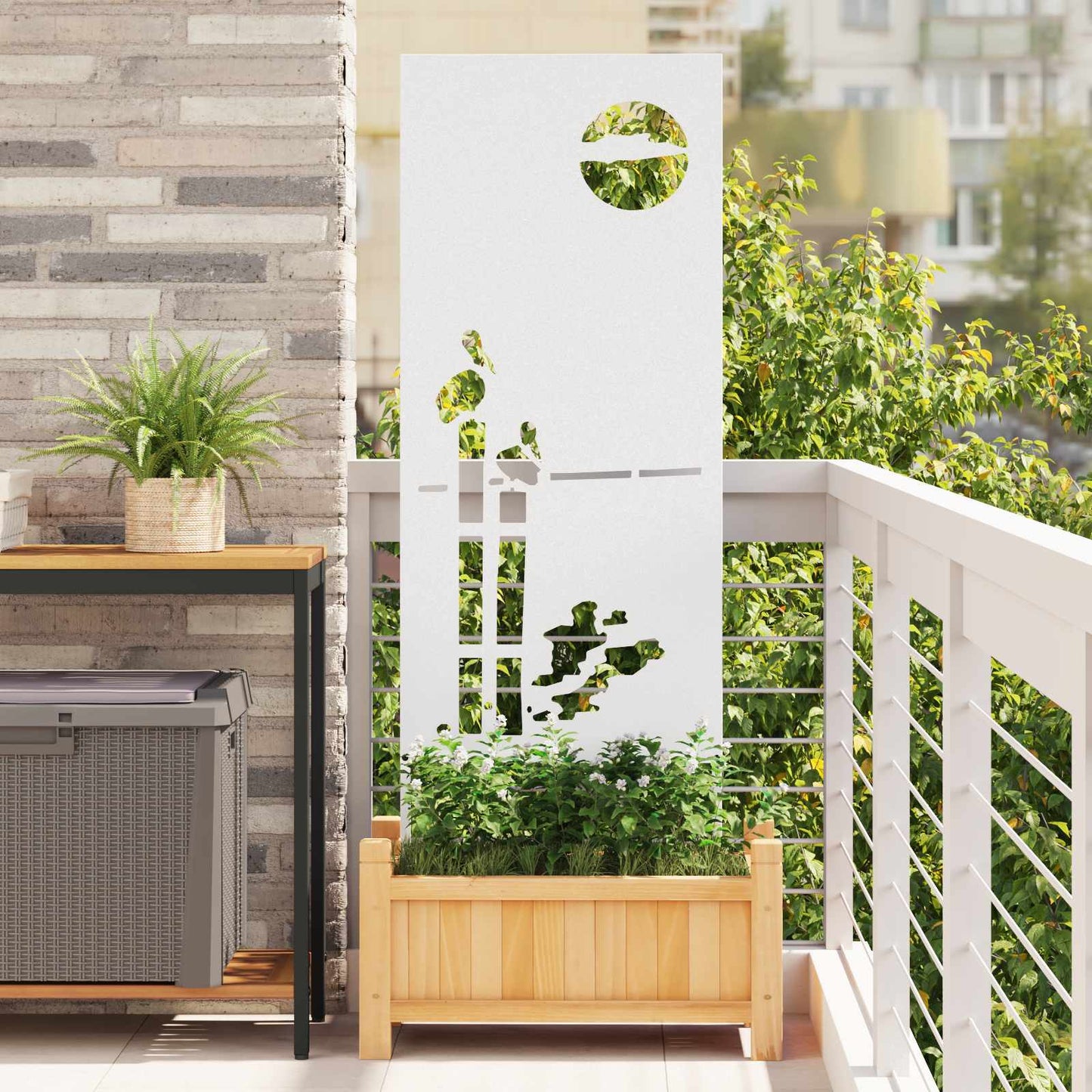 Garden Privacy Screen White 50 x 140 cm Cold-rolled steel