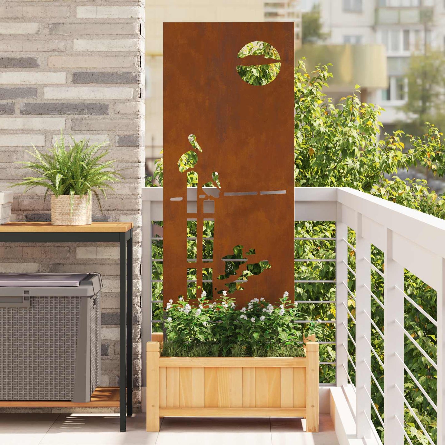 Garden Privacy Screen Rusty 50 x 140 cm Weathering steel