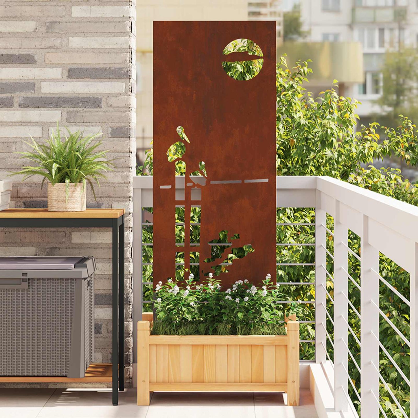 Garden Privacy Screen Rusty 50 x 140 cm Weathering steel