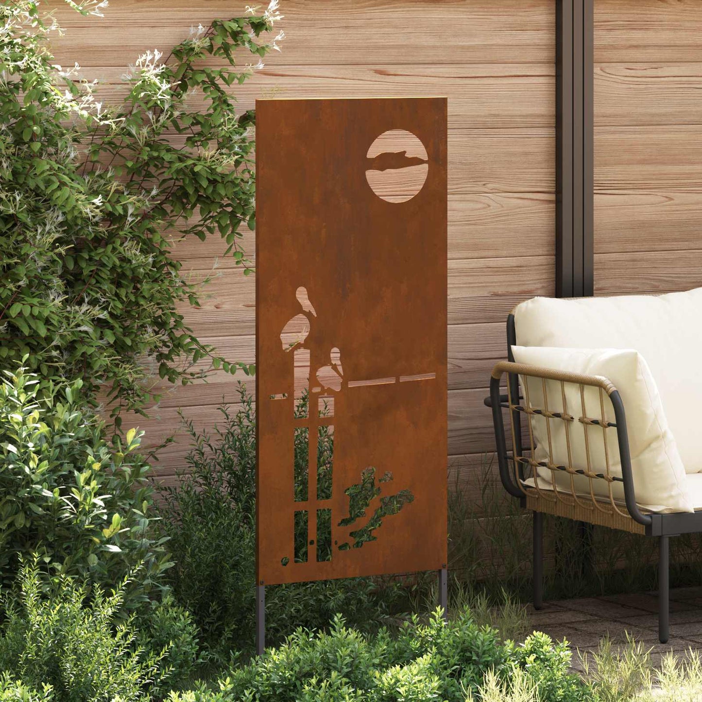 Garden Privacy Screen Rusty 50 x 140 cm Weathering Steel