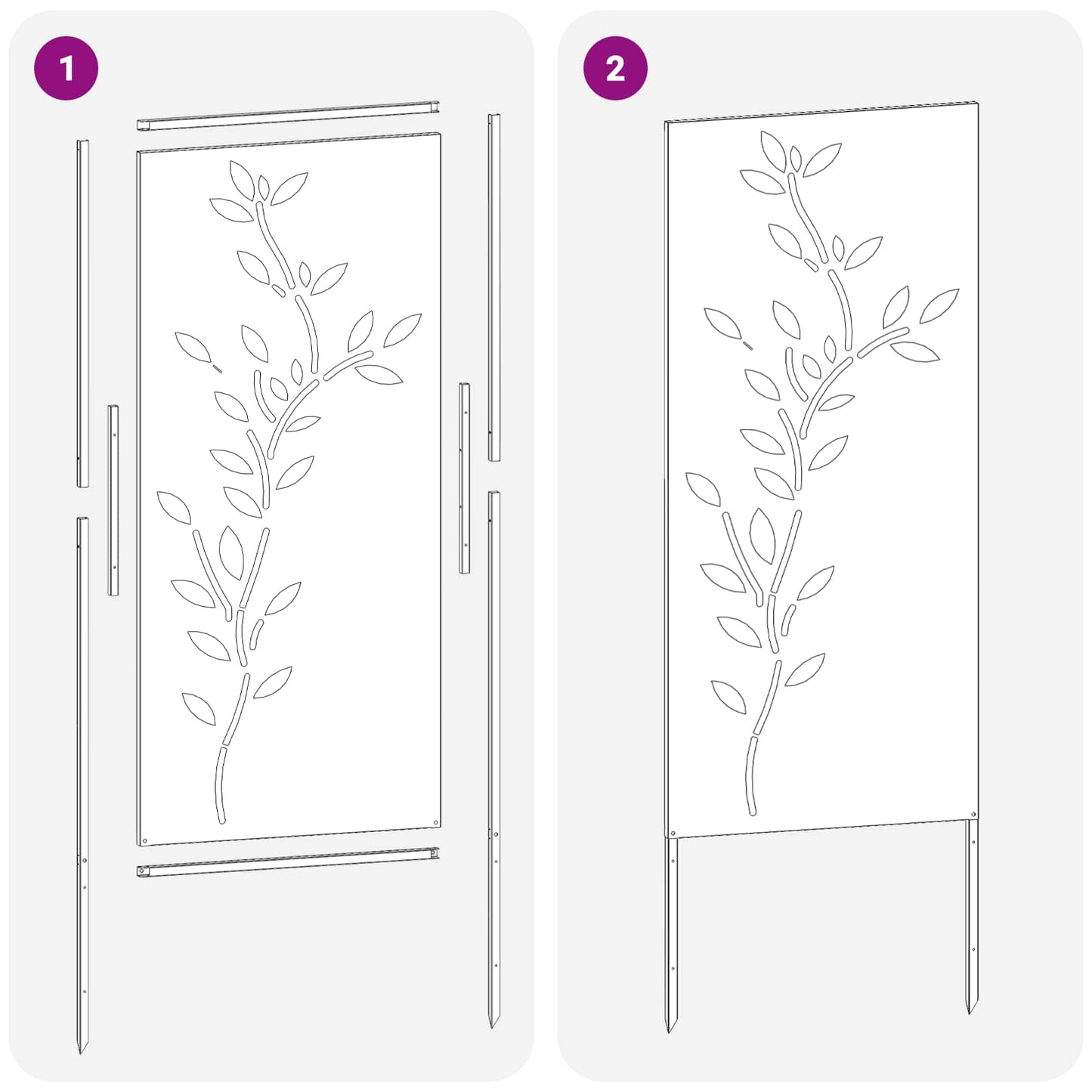 Garden Privacy Screen Floral Silver 50 x 140 cm Stainless steel