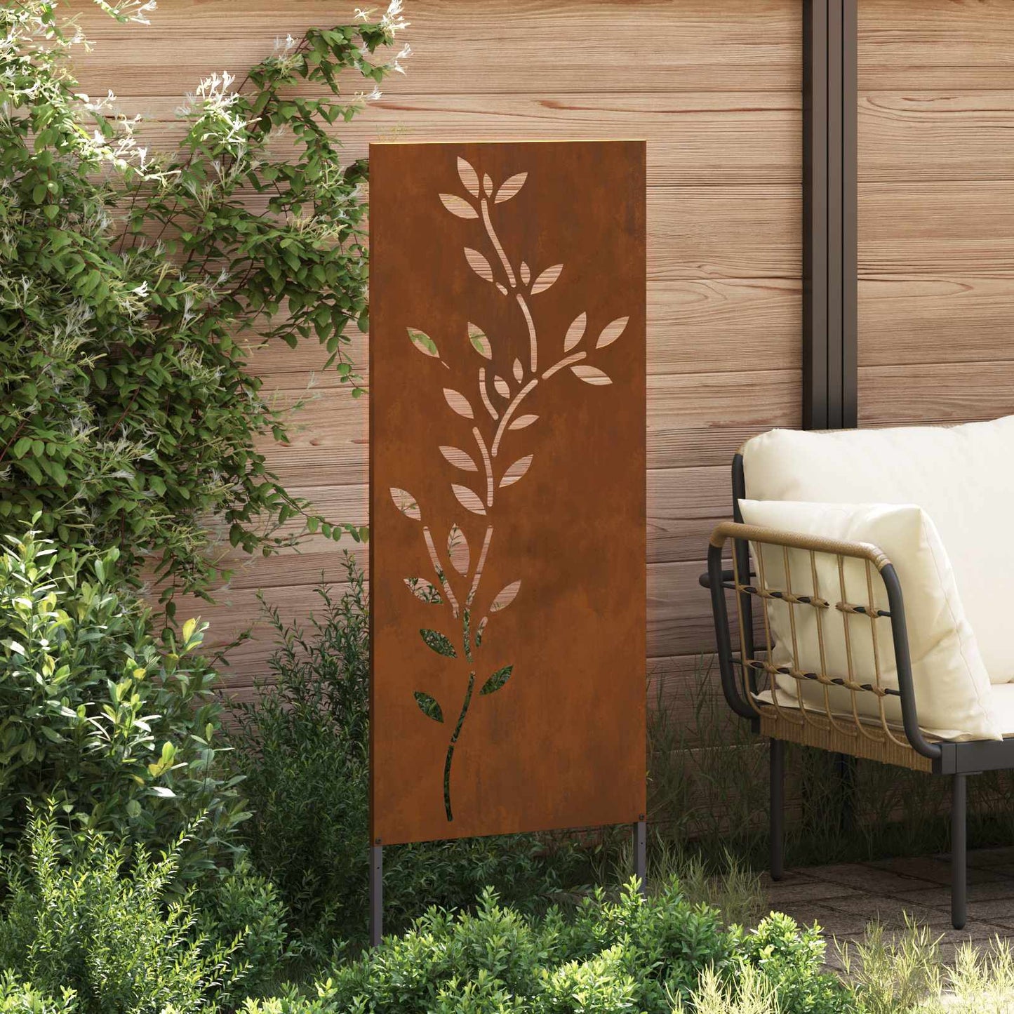 Garden Privacy Screen Floral Rusty 50 x 140 cm Weathering Steel
