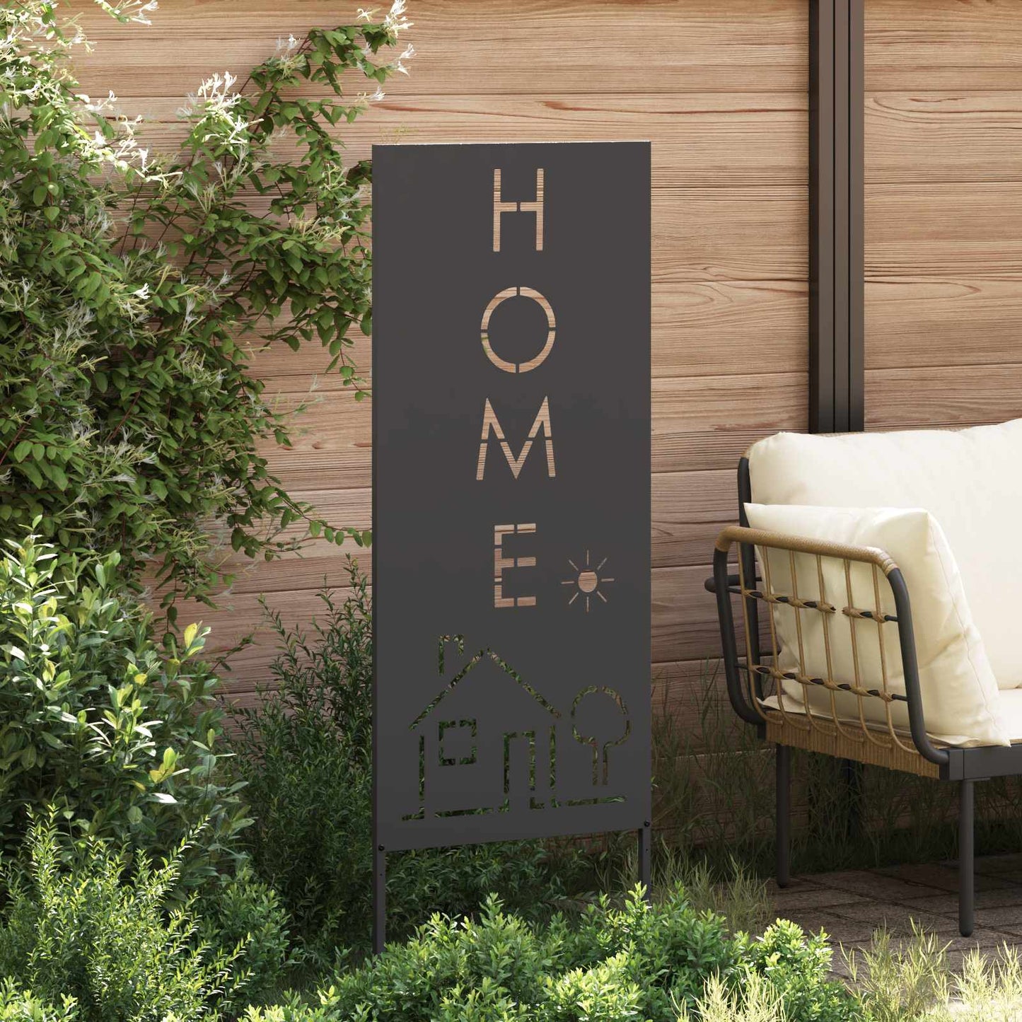 Garden Privacy Screen Black 50 x 140 cm Cold-rolled steel