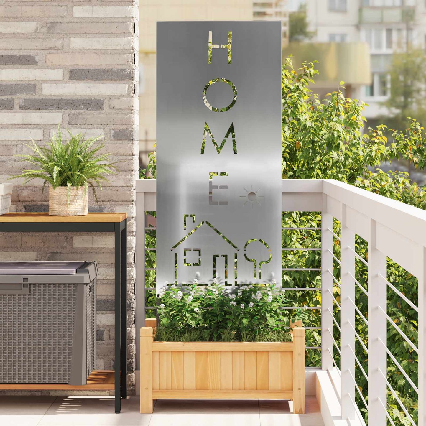 Garden Privacy Screen Silver 50 x 140 cm Galvanised steel