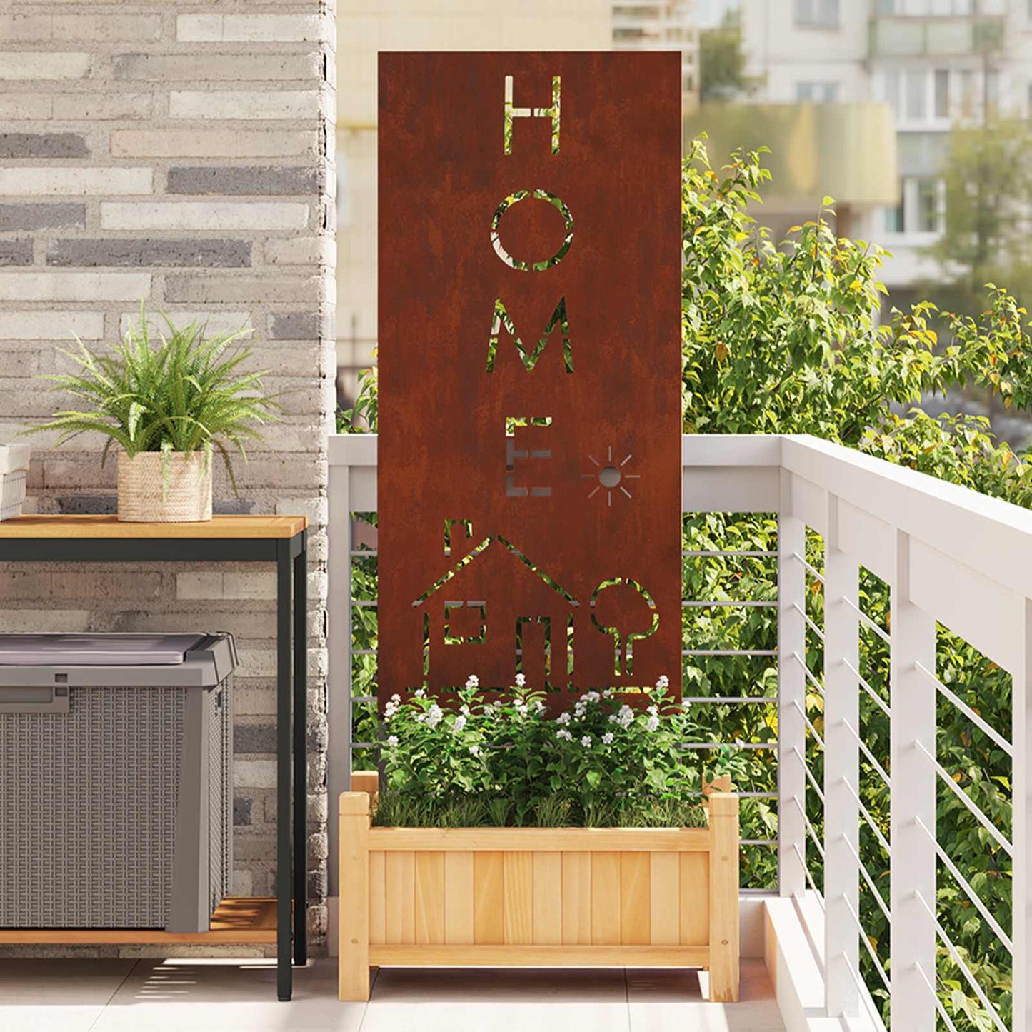 Garden Privacy Screen Rusty 50 x 140 cm Weathering Steel