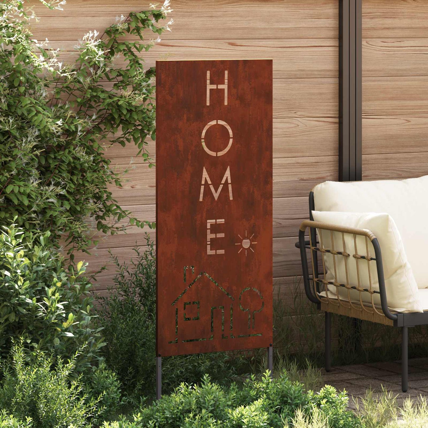 Garden Privacy Screen Rusty 50 x 140 cm Weathering Steel