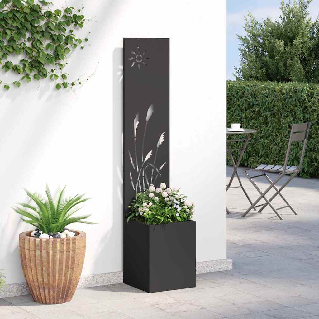Garden Privacy Screen Black 32 x 150 cm Cold-rolled steel