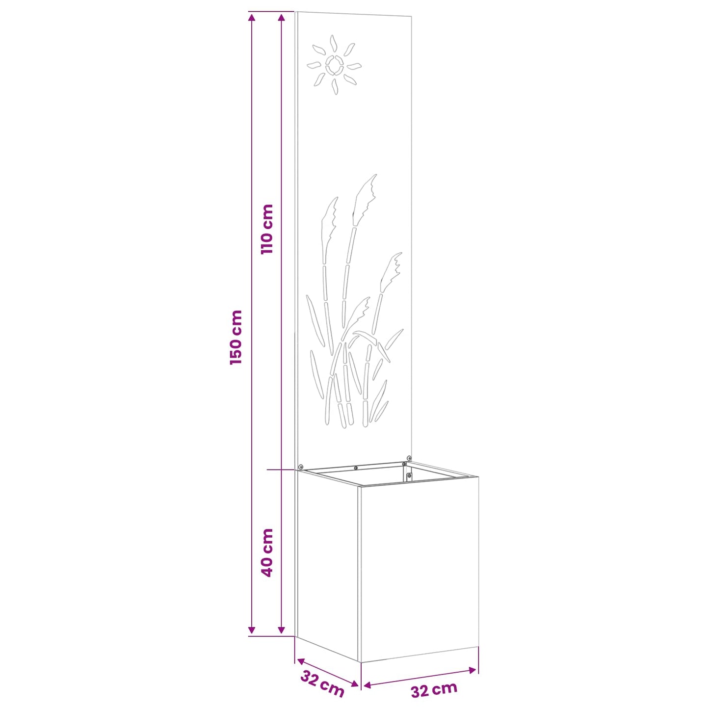 Garden Privacy Screen Silver 32 x 150 cm Galvanised steel