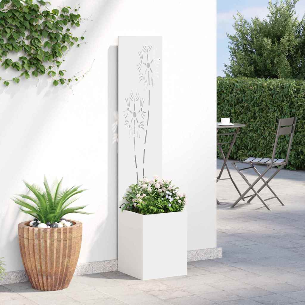Garden Privacy Screen White 32 x 150 cm Cold-rolled steel