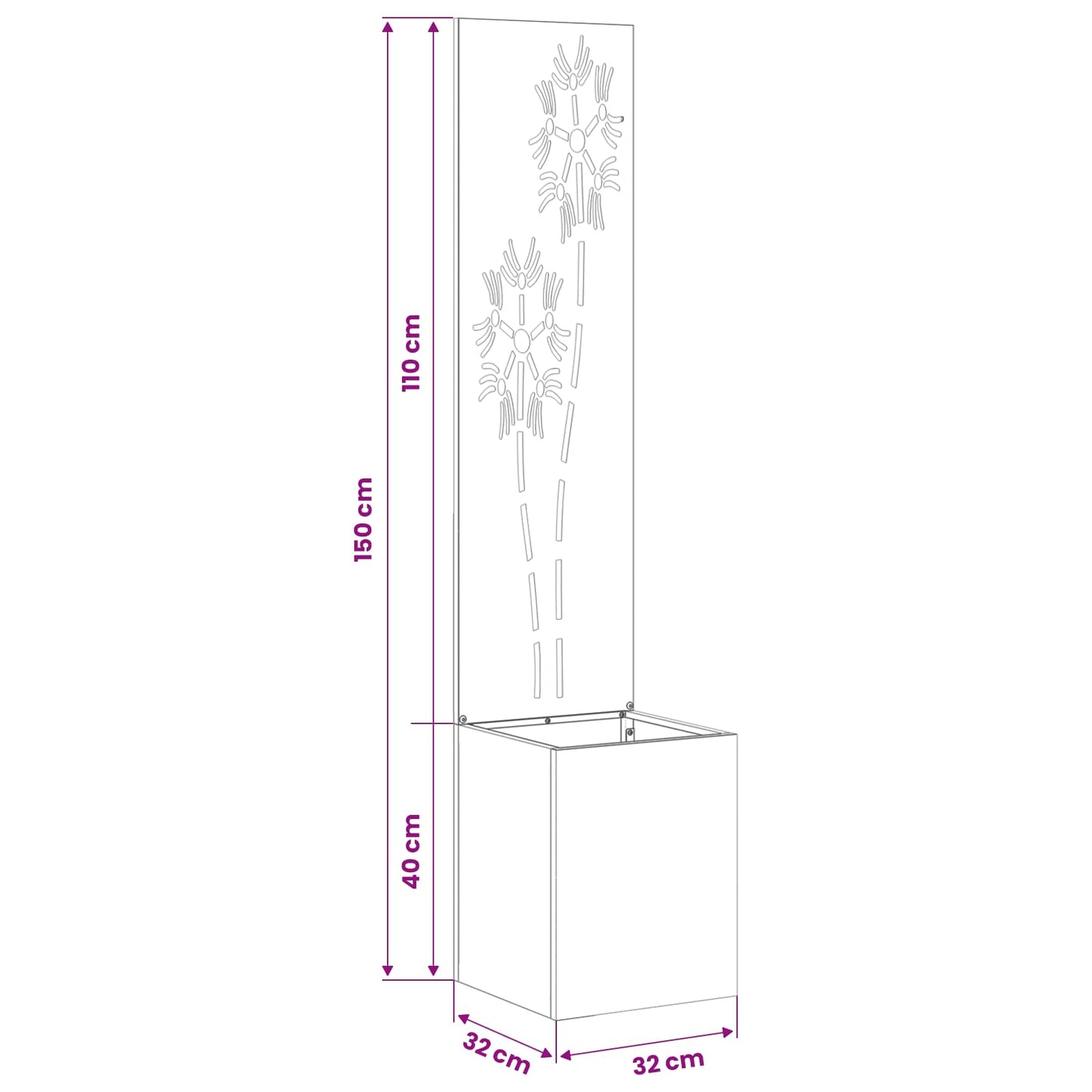 Garden Privacy Screen Anthracite 32 x 150 cm Cold-rolled steel