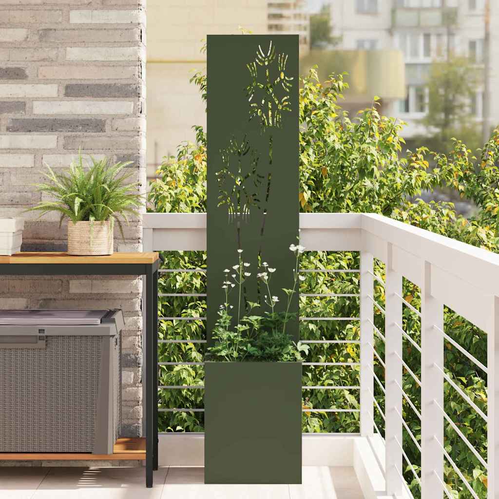 Garden Privacy Screen Olive green 32 x 150 cm Cold-rolled steel