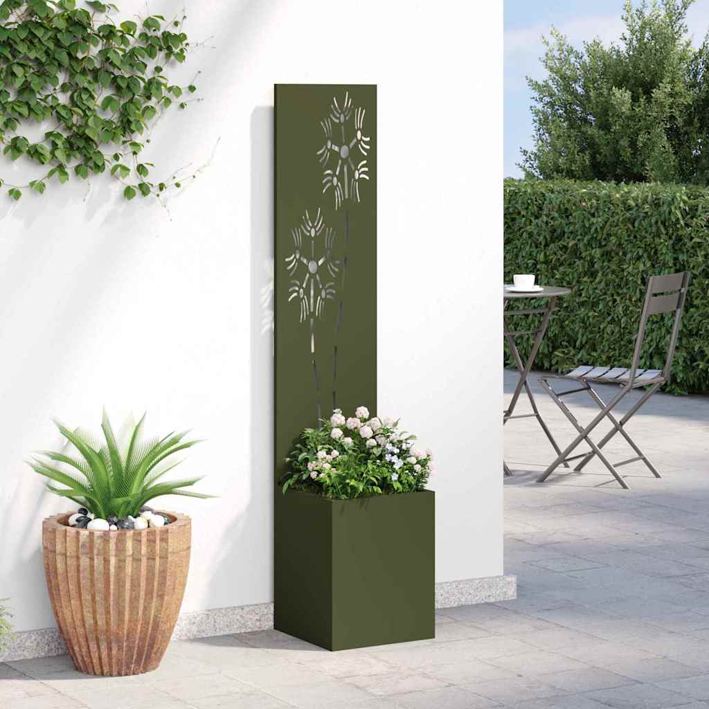Garden Privacy Screen Olive green 32 x 150 cm Cold-rolled steel