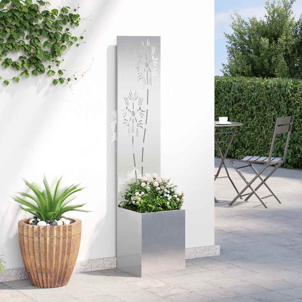 Garden Privacy Screen Floral Sliver 32 x 150 cm Stainless steel
