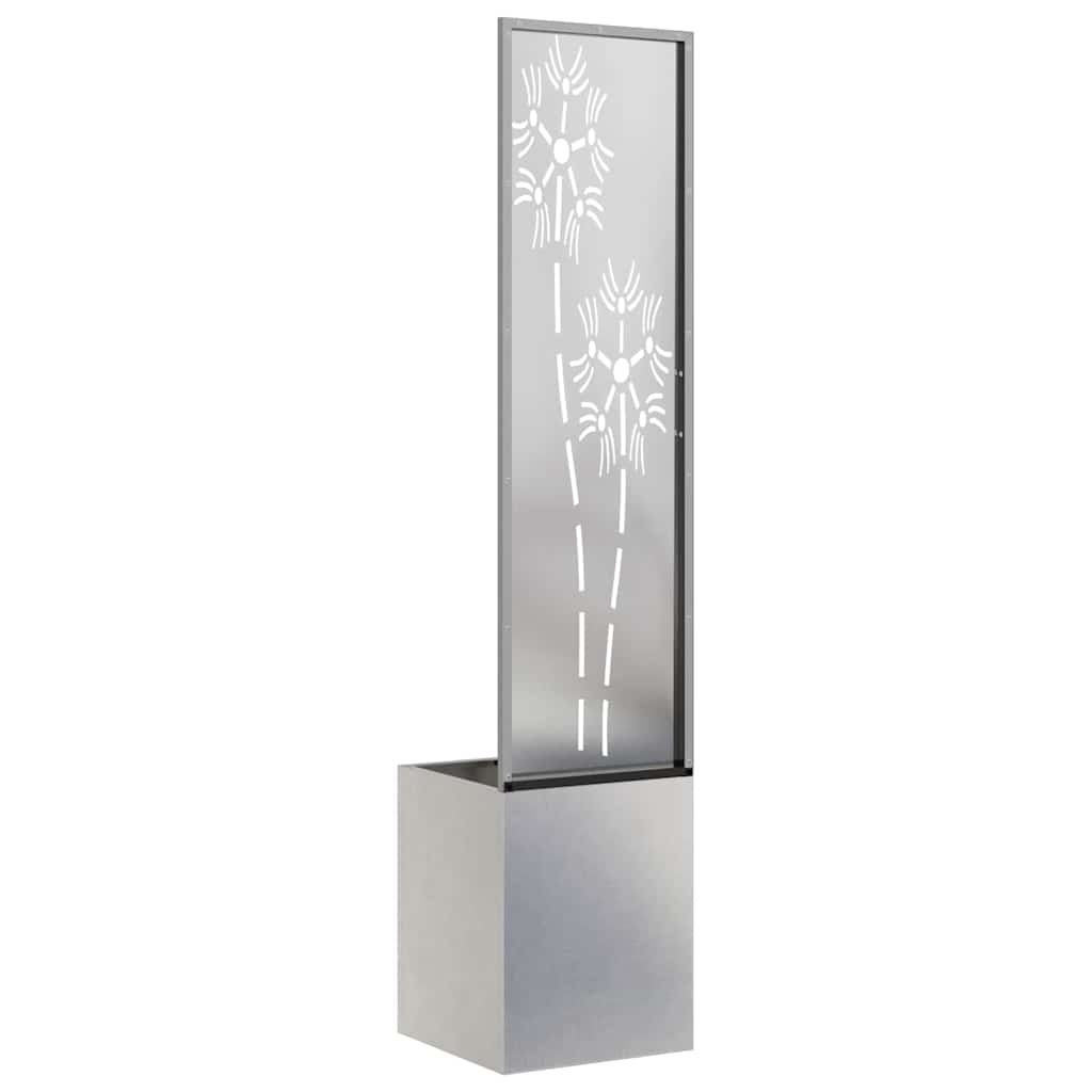 Garden Privacy Screen Floral Sliver 32 x 150 cm Stainless steel