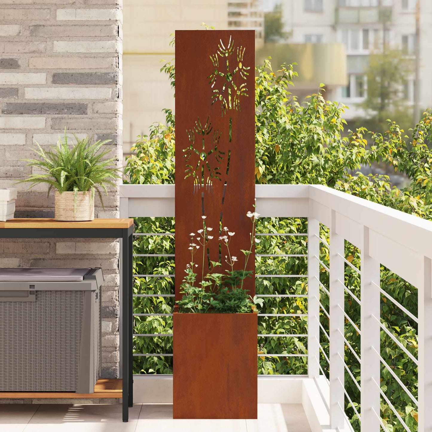 Garden Privacy Screen Rusty 32 x 32 x 150 cm Weathering steel