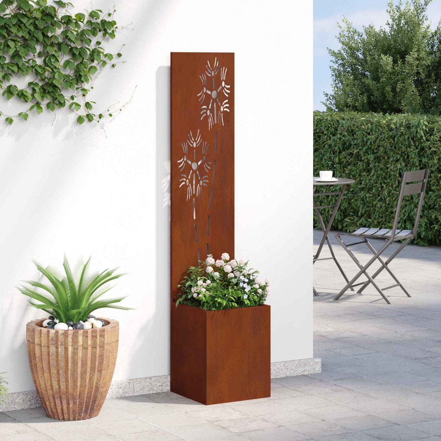 Garden Privacy Screen Rusty 32 x 32 x 150 cm Weathering steel