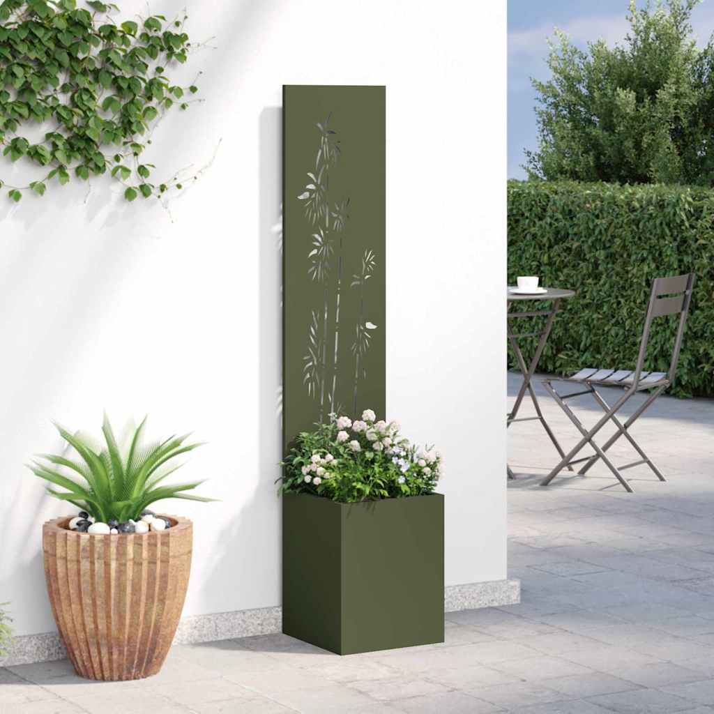 Garden Privacy Screen Floral Olive green 32 x 32 x 150 cm