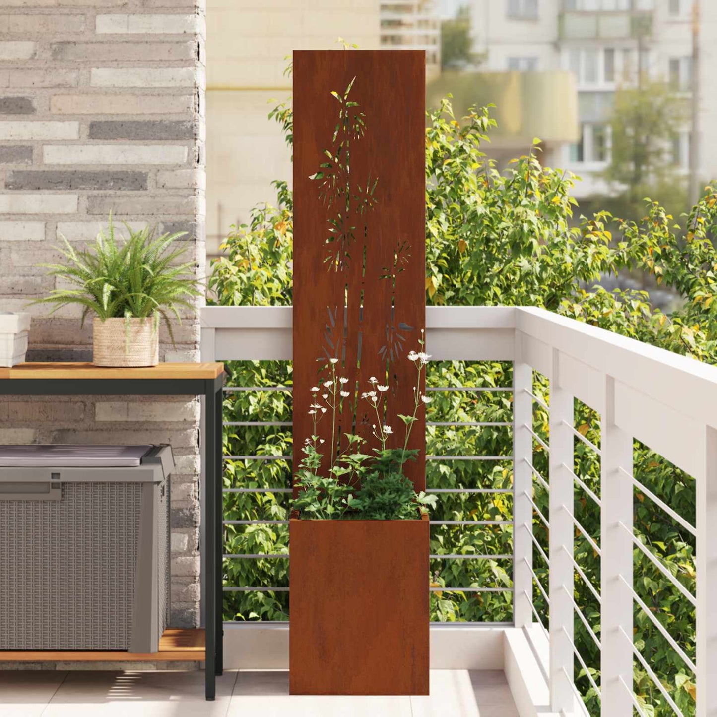 Garden Privacy Screen Rusty 32 x 32 x 150 cm Weathering steel