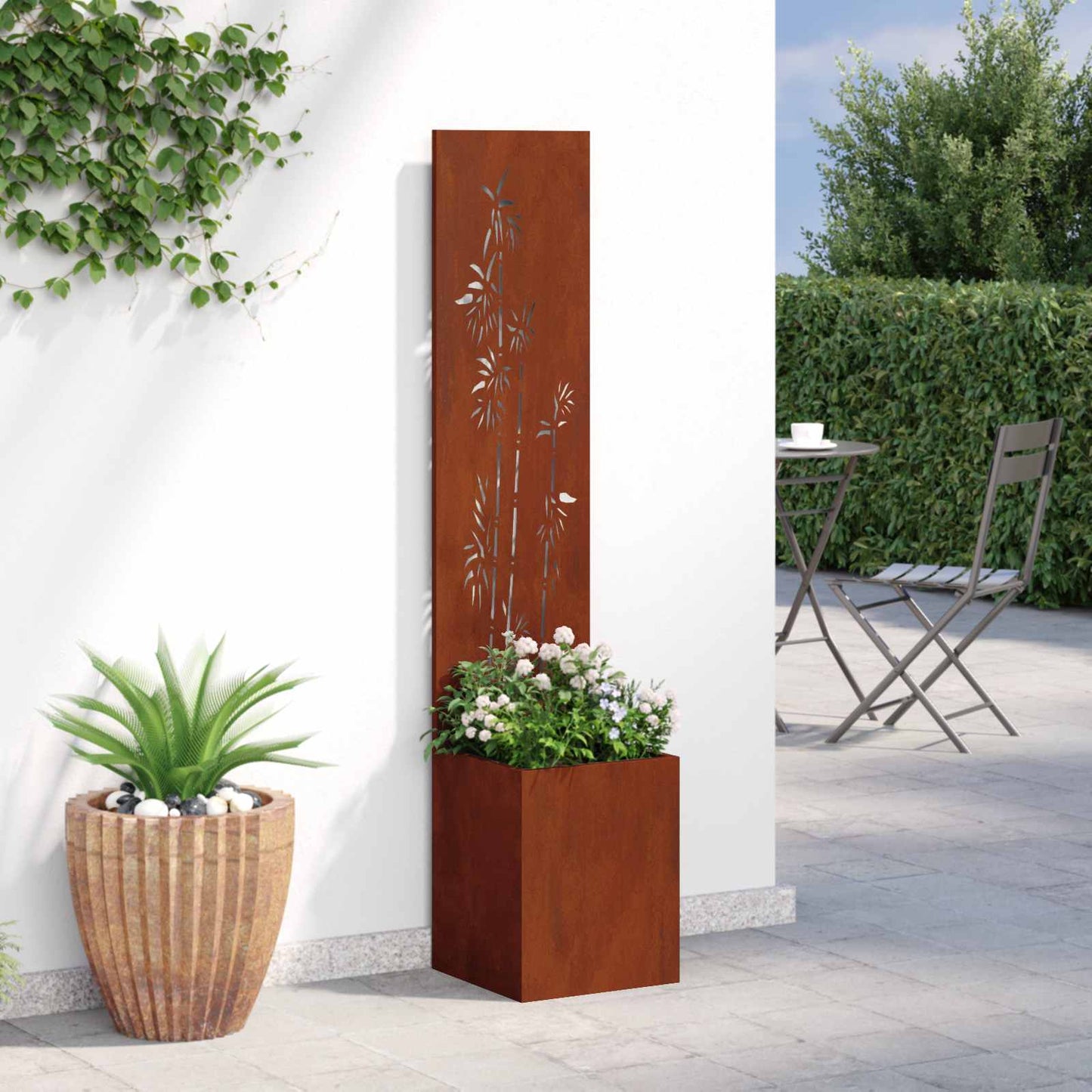 Garden Privacy Screen Rusty 32 x 32 x 150 cm Weathering steel
