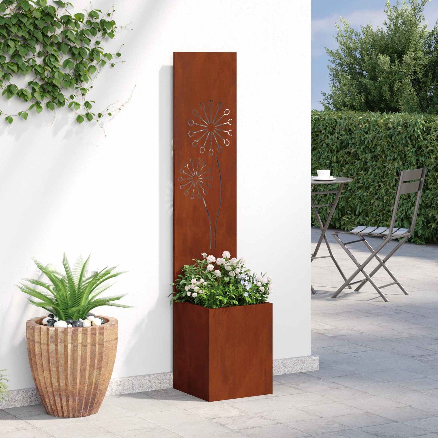 Garden Privacy Screen Rusty 32 x 32 x 150 cm Weathering steel