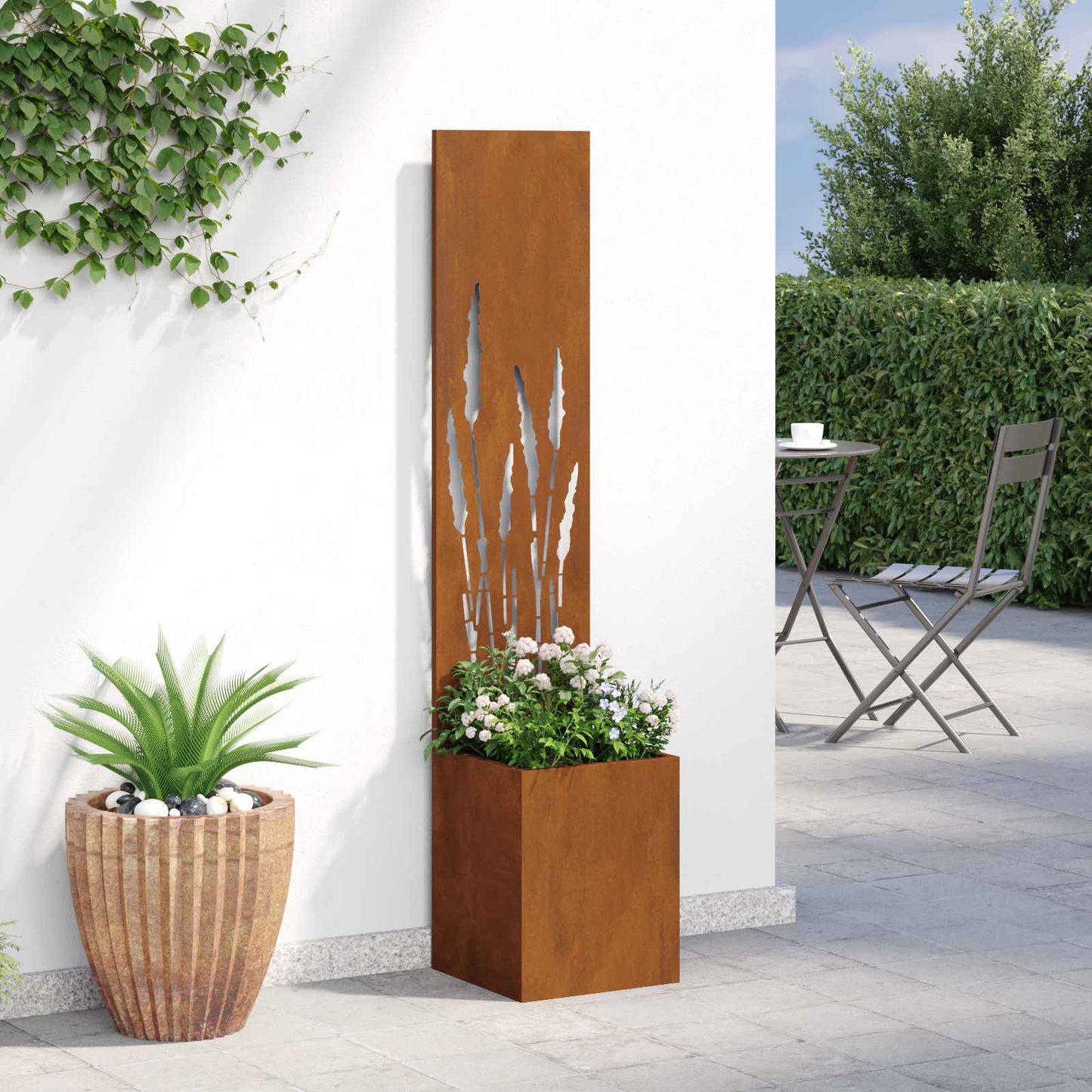 Garden Privacy Screen Rusty 32 x 32 x 150 cm Weathering Steel