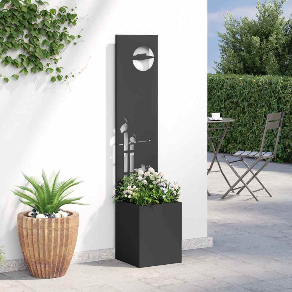 Garden Privacy Screen Black 32 x 150 cm Cold-rolled steel