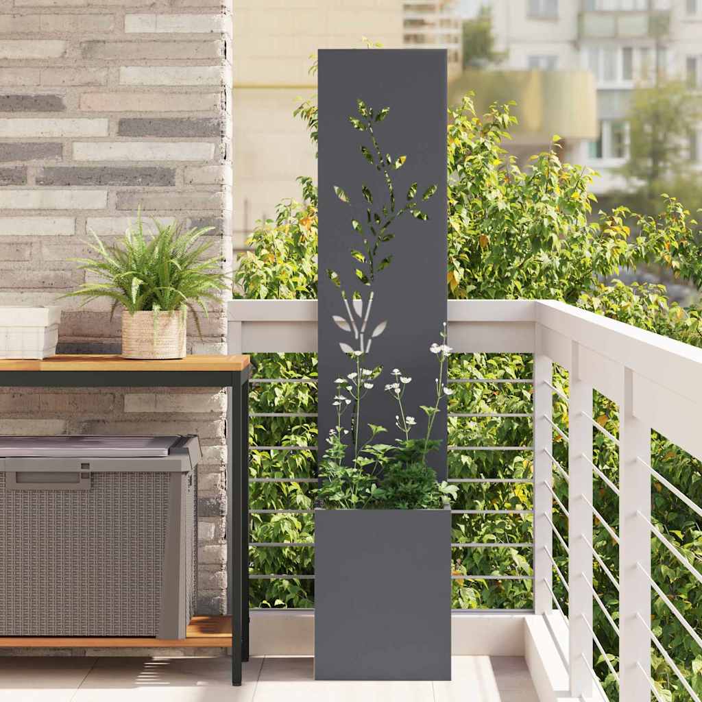 Garden Privacy Screen Floral Anthracite 32 x 32 x 150 cm