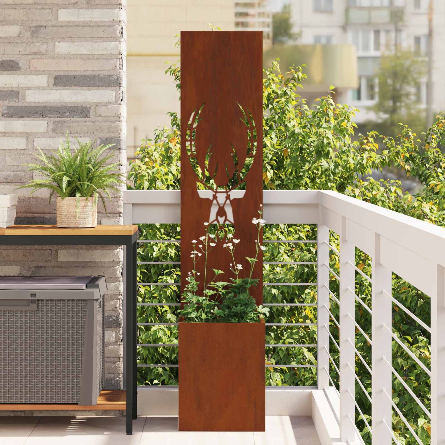 Garden Privacy Screen Rusty 32 x 32 x 150 cm Weathering steel