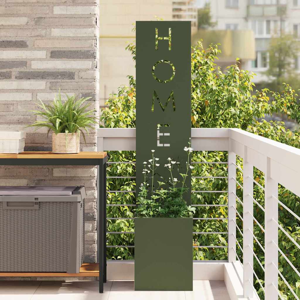 Garden Privacy Screen Fretwork Olive green 32 x 32 x 150 cm