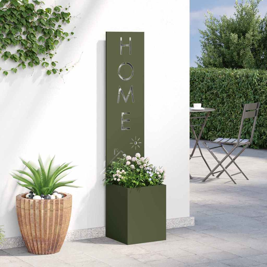 Garden Privacy Screen Fretwork Olive green 32 x 32 x 150 cm