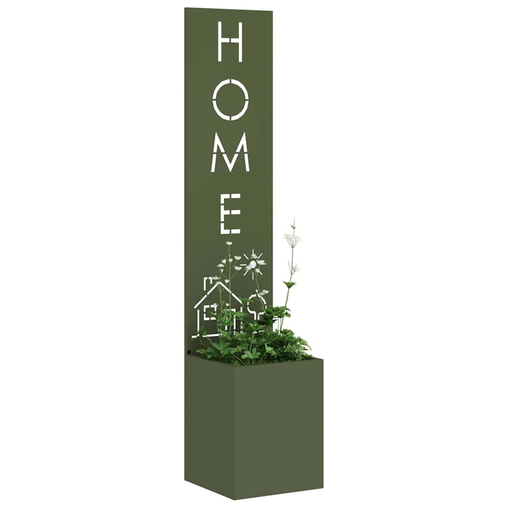 Garden Privacy Screen Fretwork Olive green 32 x 32 x 150 cm
