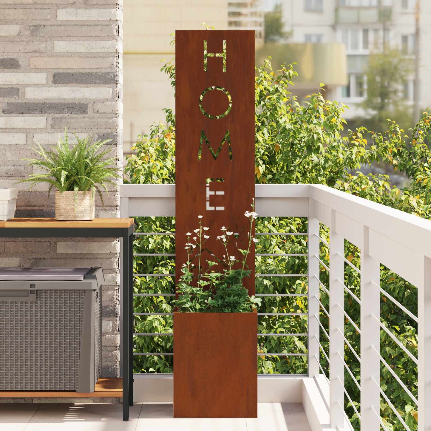 Garden Privacy Screen Rusty 32 x 32 x 150 cm Weathering steel
