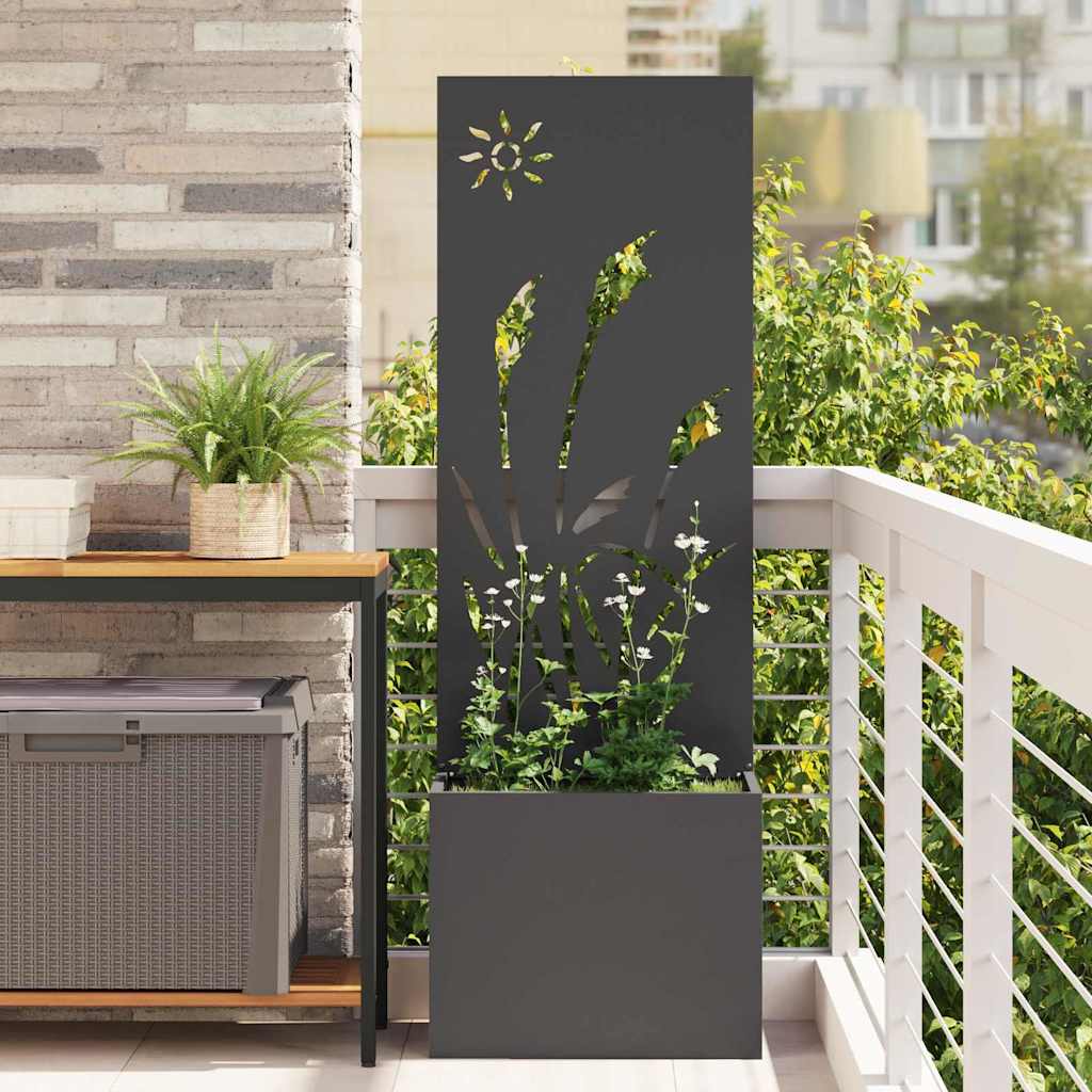 Garden Privacy Screen Black 50 x 150 cm Cold-rolled steel