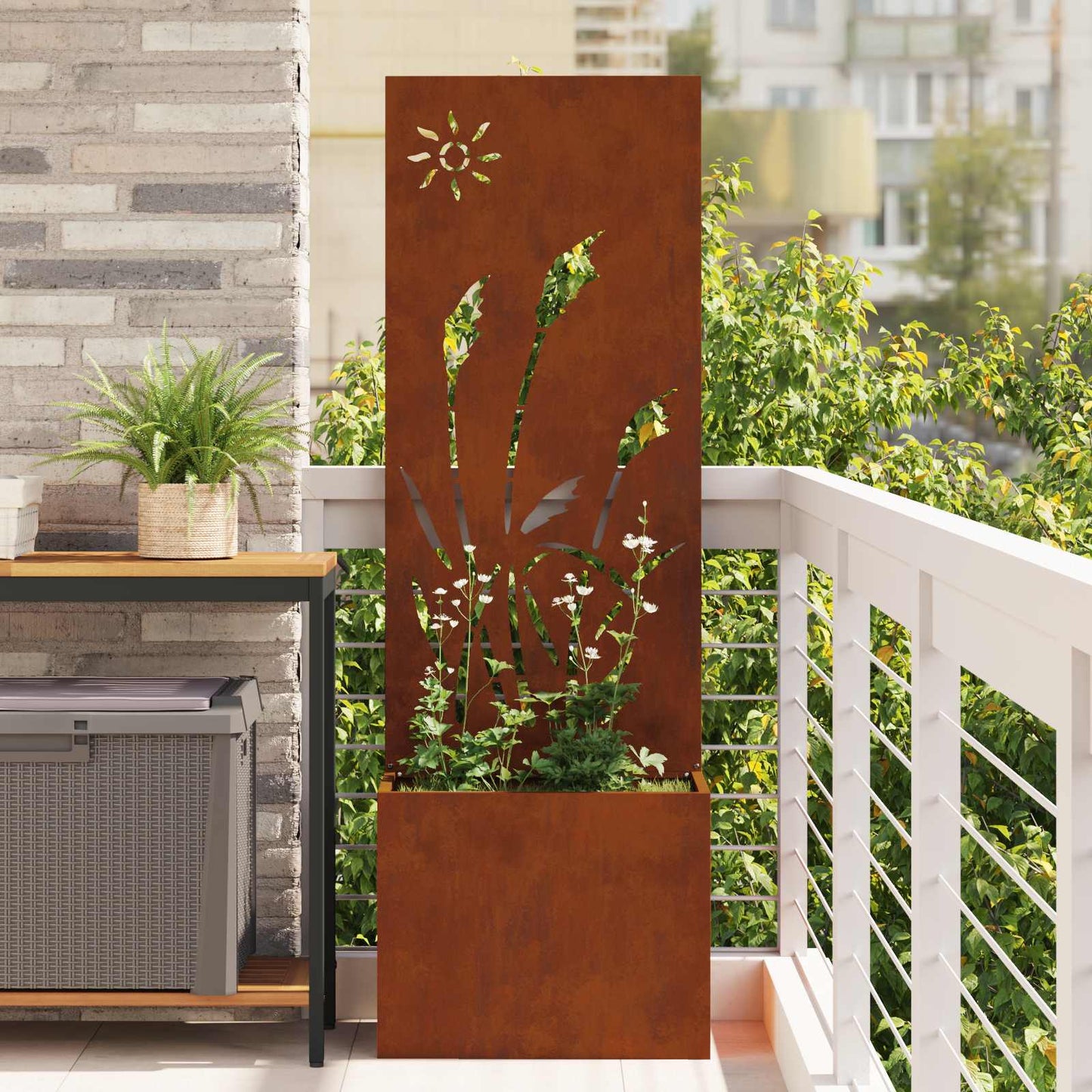 Garden Privacy Screen Rusty 50 x 32 x 150 cm Weathering steel